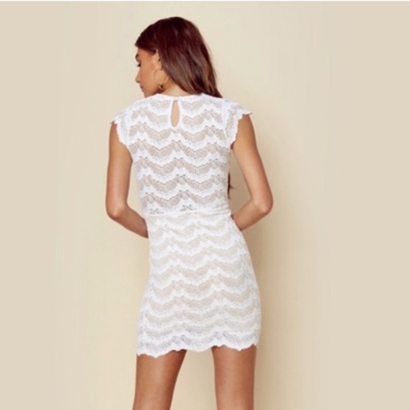 Free People x Nightcap Mariposa Lace Cutout Mini Dress Dove size Small NWT - Picture 5 of 16